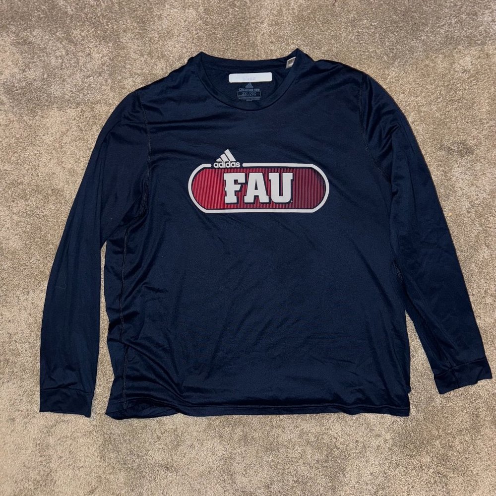 Adidas Florida Atlantic "FAU" Navy Long Sleeve Shirt XXL